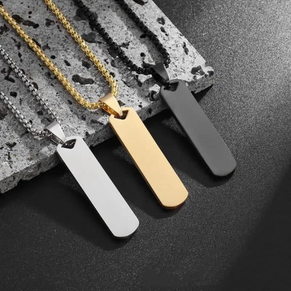 New Bar Pendant Necklace For Men Stainless Steel Chain Pendant Men’s Necklace