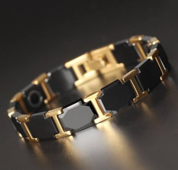 Ceramic Bracelet Black+Golden Magnetic Hematite Luxury Link Charm Bracelets