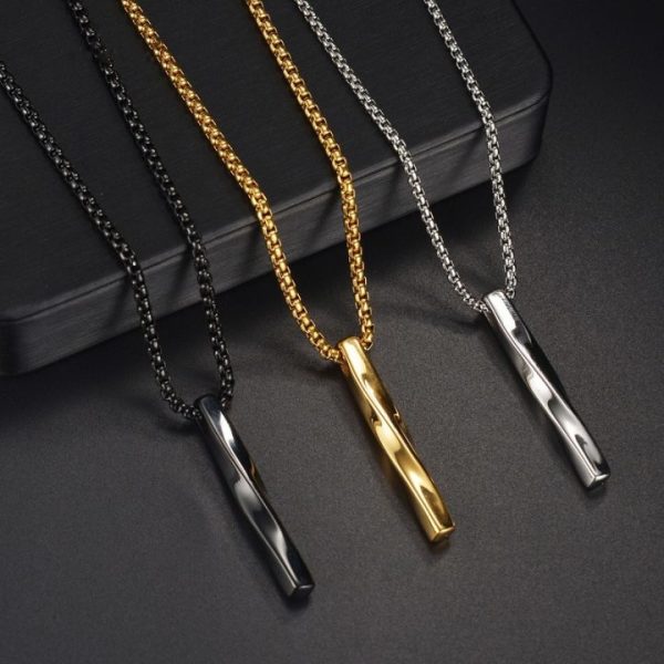 New Trendy Simple Stainless Steel Cuban Golden Chain Necklace for Men - Men's Pendant