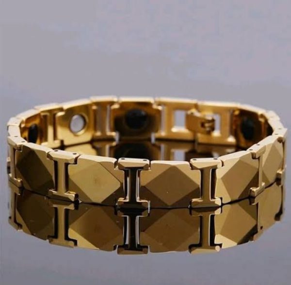 Ceramic Bracelet Black+Golden Magnetic Hematite Luxury Link Charm Bracelets - Image 4